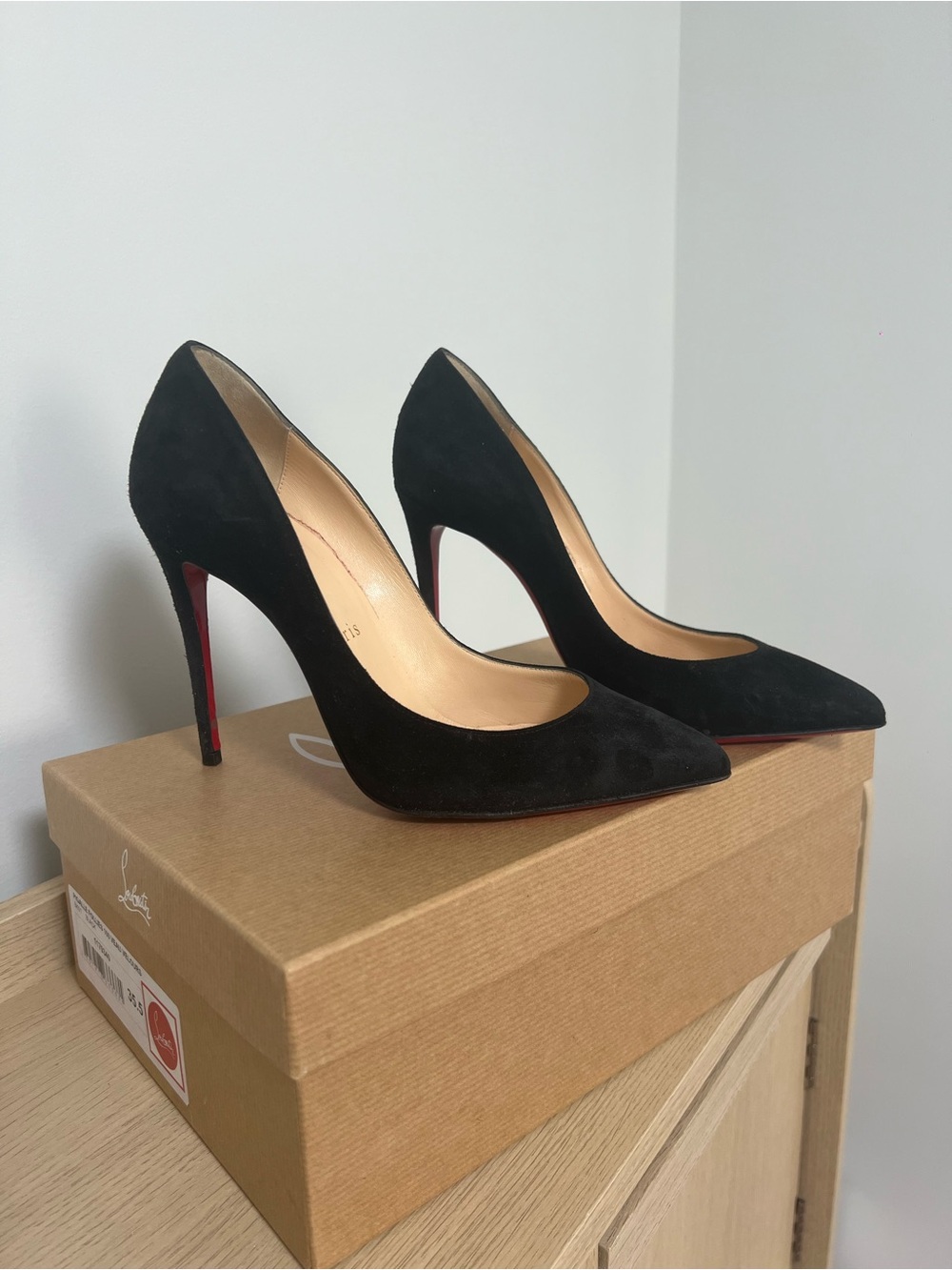 Christian Louboutin Pigalle Follies 100 Black Veau Velours Suede Pumps
